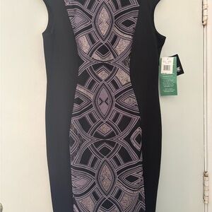 Black & Lilac Geometric Sheath Dress - Women's OR BEST OFFER